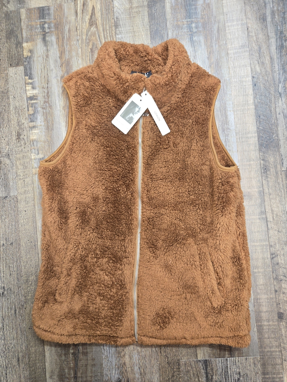 Women's Chestnut Teddy Zip-Up Vest